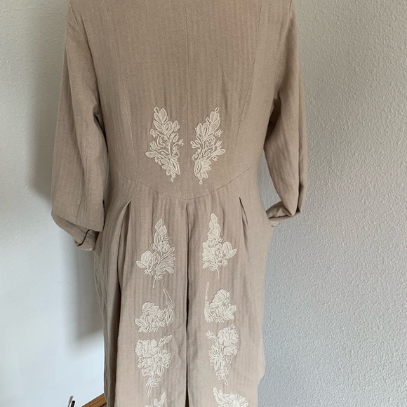 Soft Surroundings Floral Appliquéd Topper Long Collared Coat - Size Medium - Picture 3 of 13